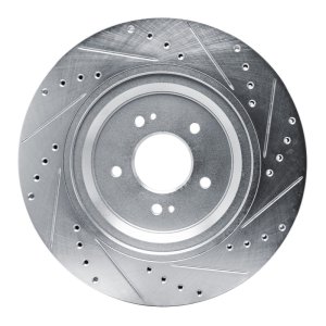 Genesis G90 Brake Rotor (1) - Rear Left - R1 Concepts - Drilled & Slotted - Silver - `19-`22